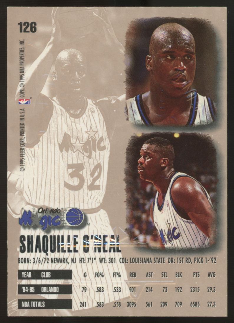 1995-96 Fleer Ultra Shaquille O'Neal Gold Medallion Edition #126
