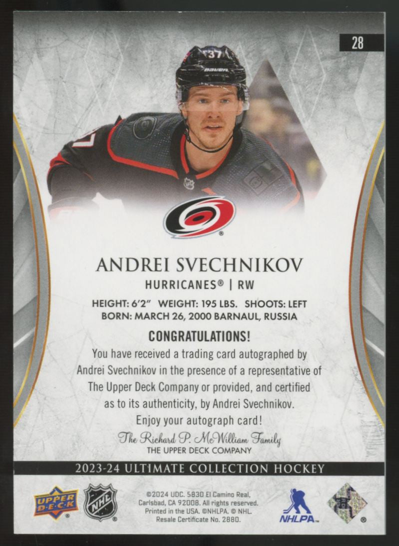 2023-24 Upper Deck Ultimate Andrei Svechnikov Auto #28