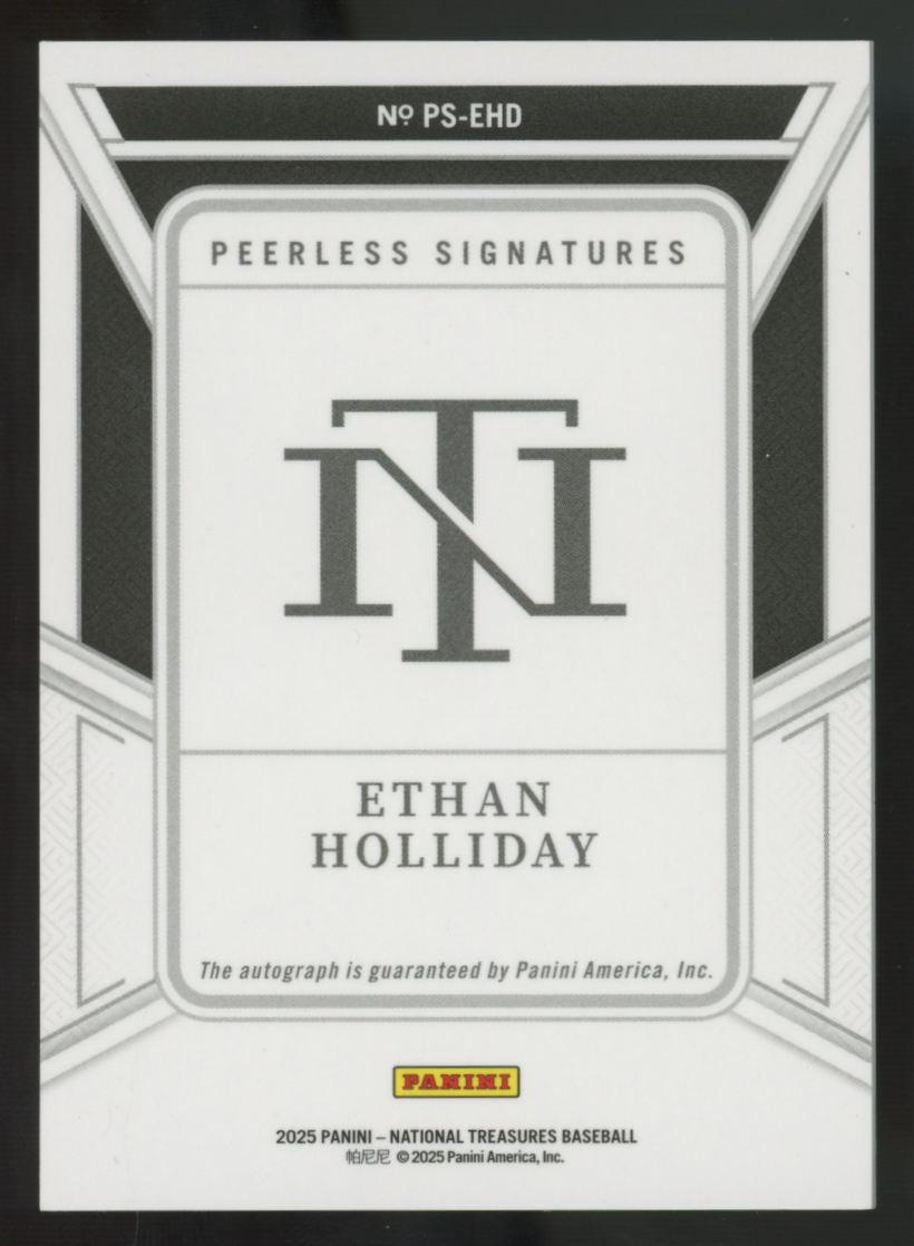 2025 National Treasures Ethan Holliday Peerless Signatures Holo Silver Auto /25