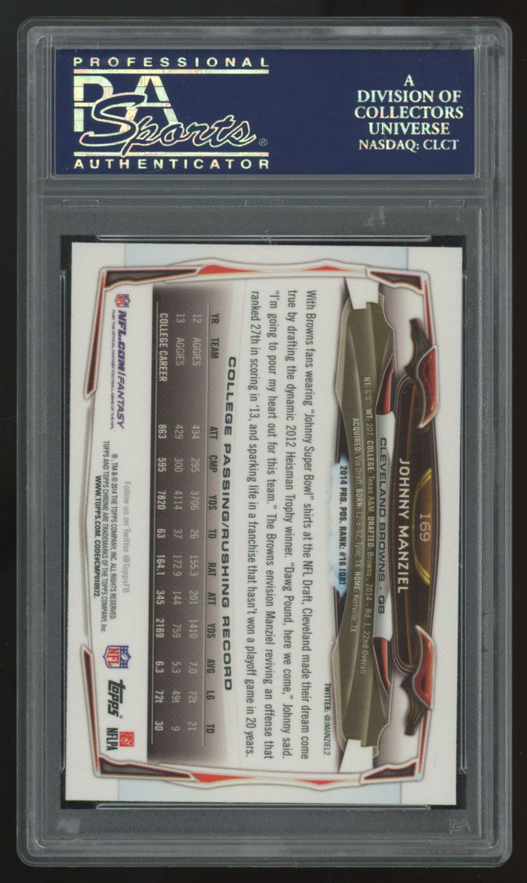 2014 Topps Chrome Johnny Manziel RC With Ball #169 PSA 10