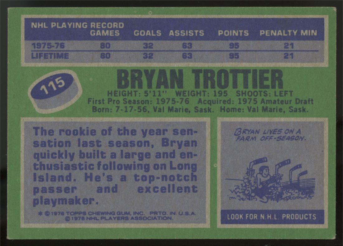 1976-77 Topps Bryan Trottier RC #115 EX+