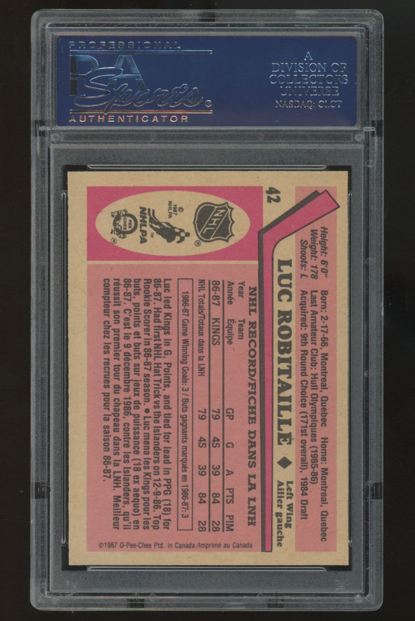 1987-88 O-Pee-Chee Luc Robitaille RC #42 PSA 9