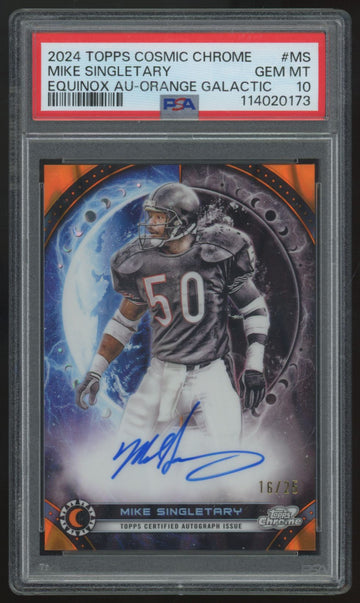 2024 Topps Cosmic Chrome Mike Singletary Orange Galactic Equinox Auto /25 PSA 10