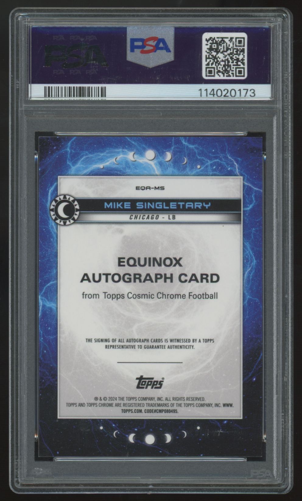 2024 Topps Cosmic Chrome Mike Singletary Orange Galactic Equinox Auto /25 PSA 10