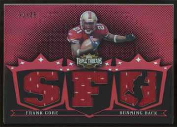 2007 Triple Threads Frank Gore Triple Jersey Patch Red /36 #TTR94