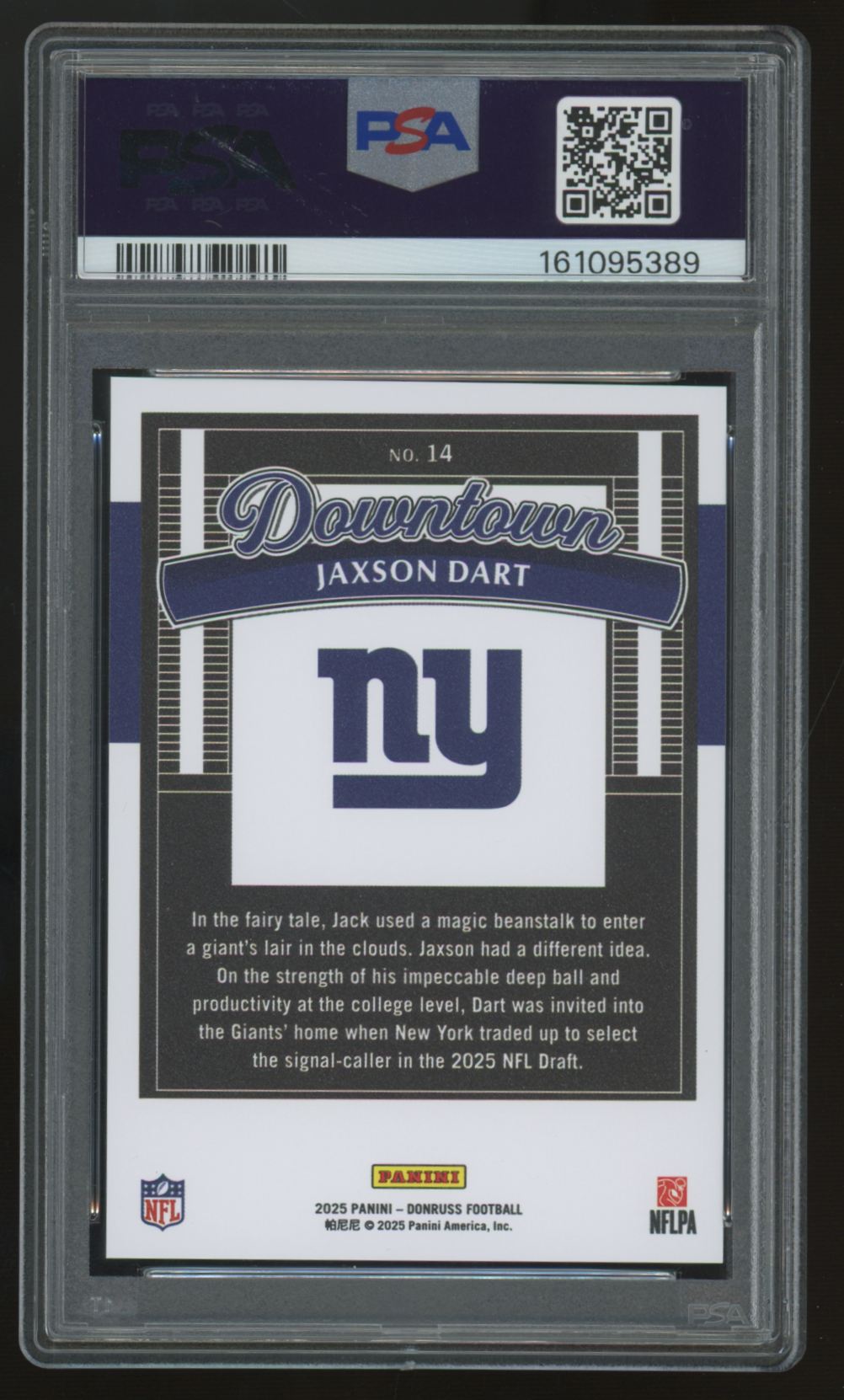 2025 Panini Donruss Jaxson Dart RC Downtown SSP #14 PSA 10