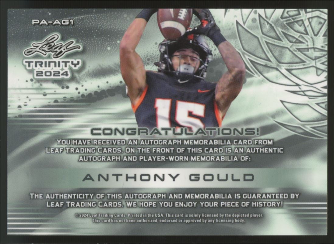 2024 Leaf Trinity Anthony Gould XRC Patch Auto /99 #PA-AG1