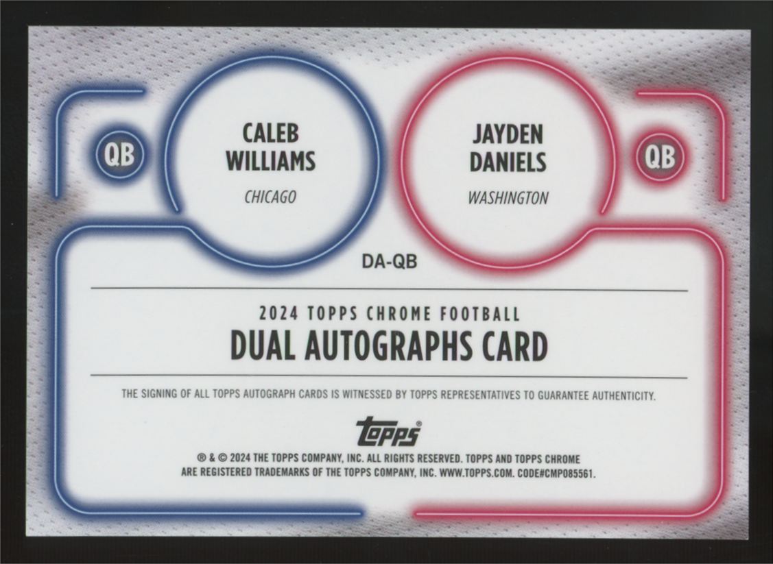 2024 Topps Chrome Caleb Williams / Jayden Daniels RC Dual Auto #DA-QB