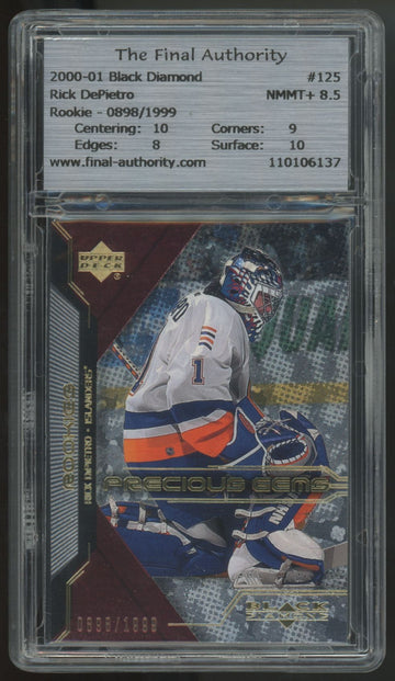 2000-01 UD Black Diamond Rick DePietro RC Precious Gems /1999 #125 TFA 8.5