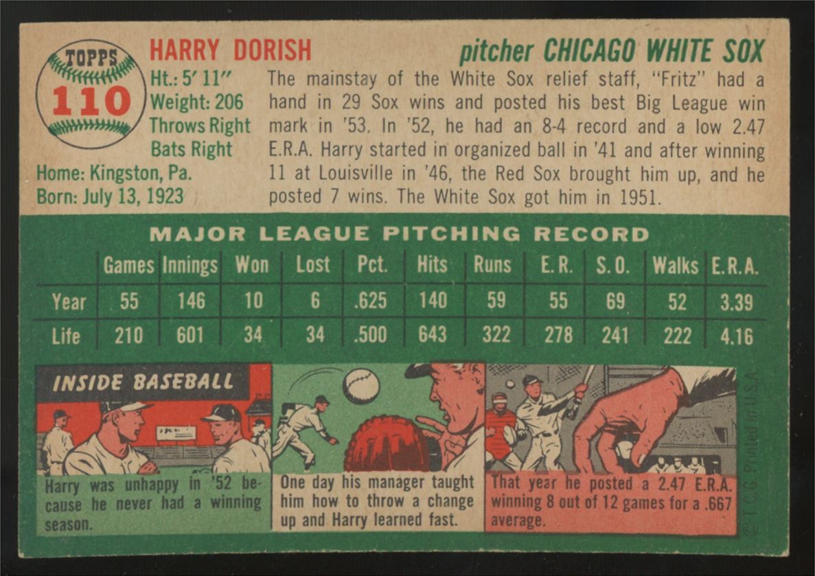 1954 Topps Harry Dorish #110 EX/MT