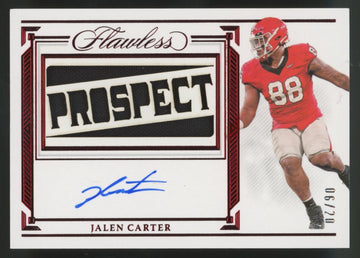 2023 Flawless Collegiate Jalen Carter Team Slogan Signatures Ruby Patch Auto /20