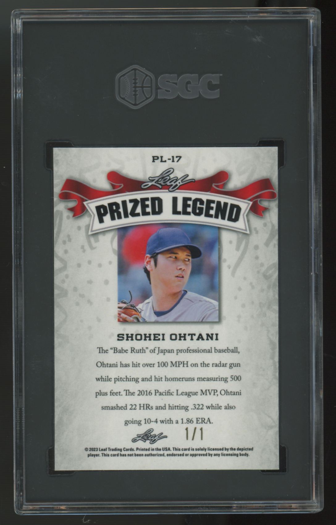 2023 Leaf Special Release Shohei Ohtani Prized Legend Gold Disco 1/1 SGC 9
