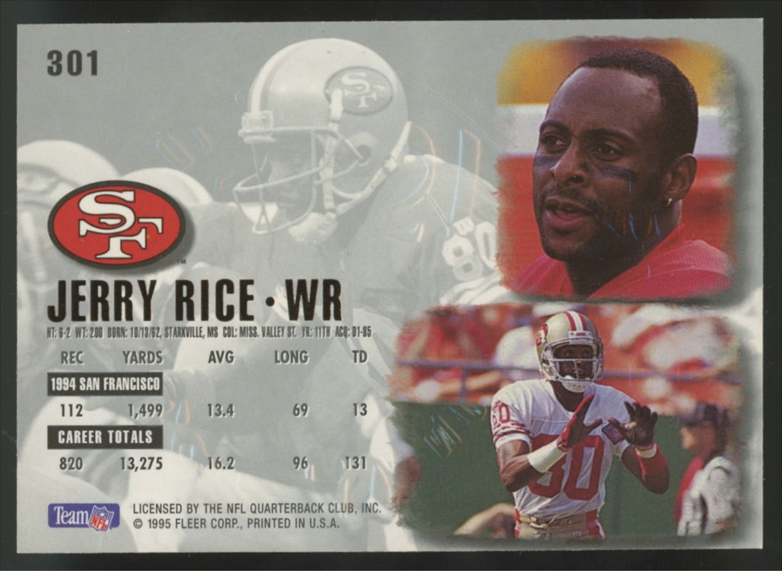 1995 Fleer Ultra Jerry Rice Gold Medallion Edition #301