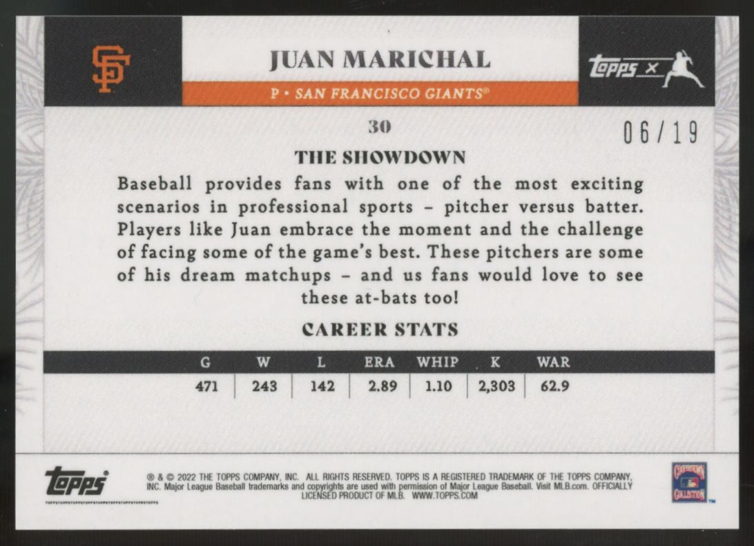 2022 Topps x Juan Soto Juan Marichal The Showdown Blue /19 #30