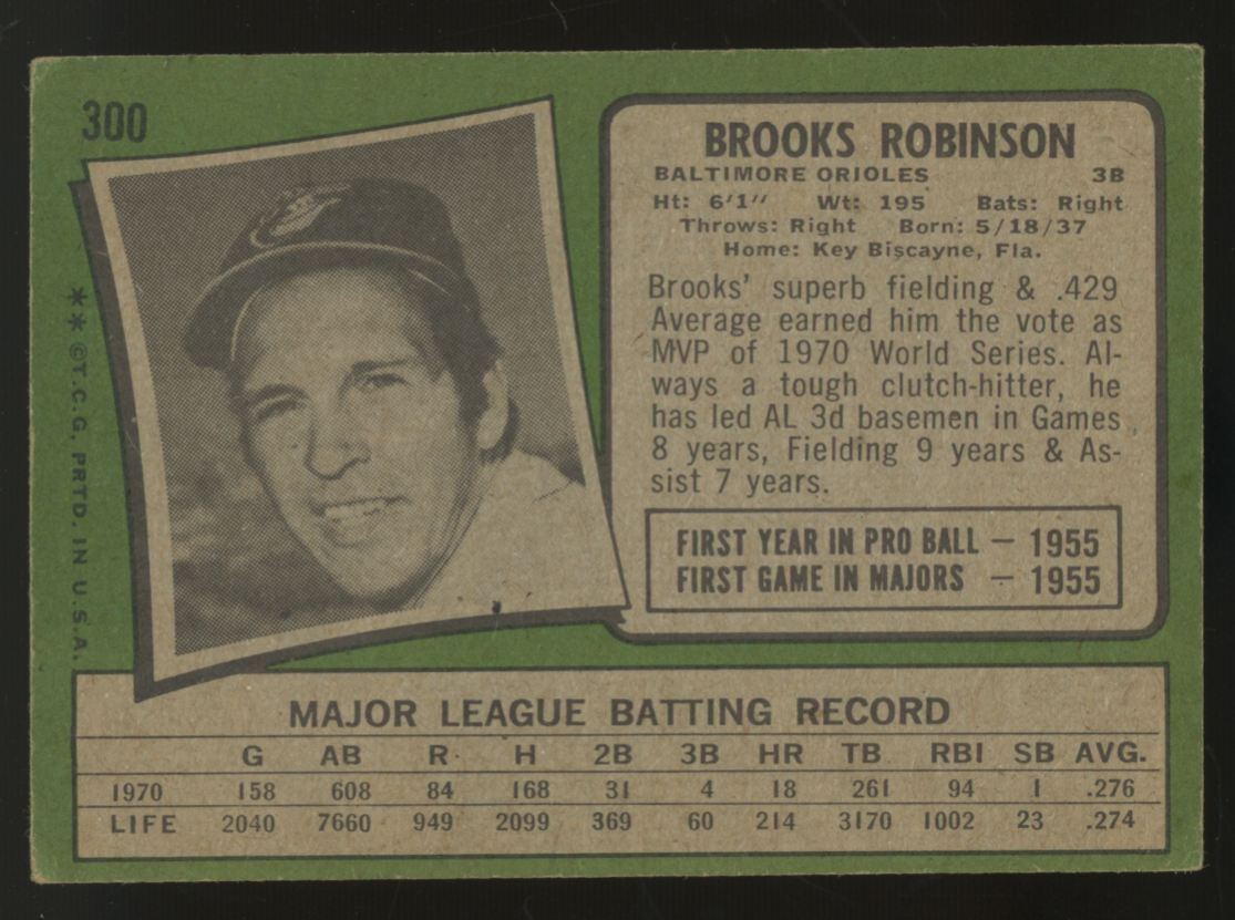 1971 Topps Brooks Robinson #300 Good (Crease)