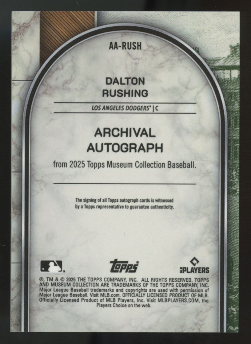 2025 Topps Museum Dalton Rushing RC Gold Archival Auto /149 #AA-RUSH "A"