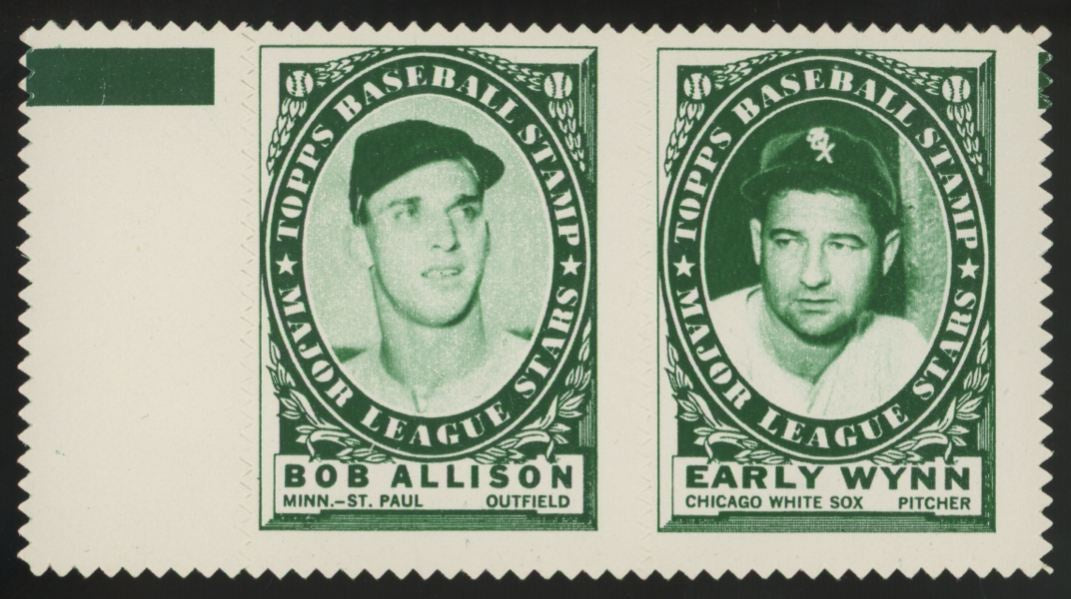 1961 Topps Bob Allison / Early Wynn Stamp Panel EX+