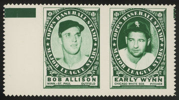 1961 Topps Bob Allison / Early Wynn Stamp Panel EX+