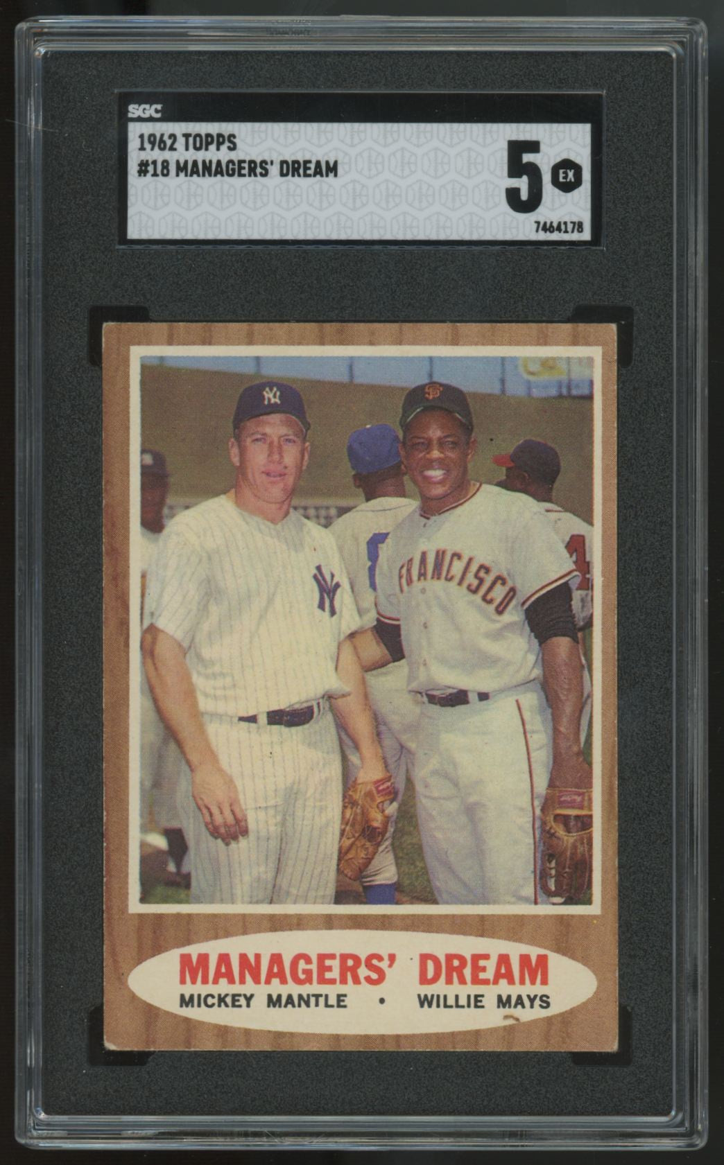1962 Topps Manager's Dream Mickey Mantle Willie Mays #18 SGC 5