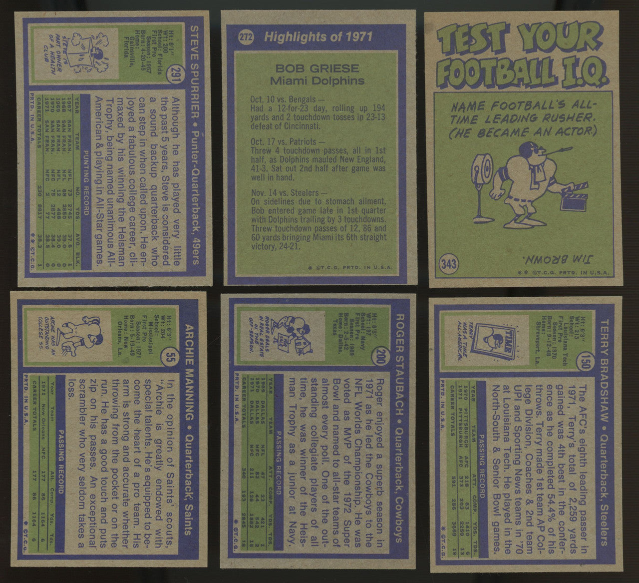 1972 Topps Football Complete Set (351) NM Staubach RC