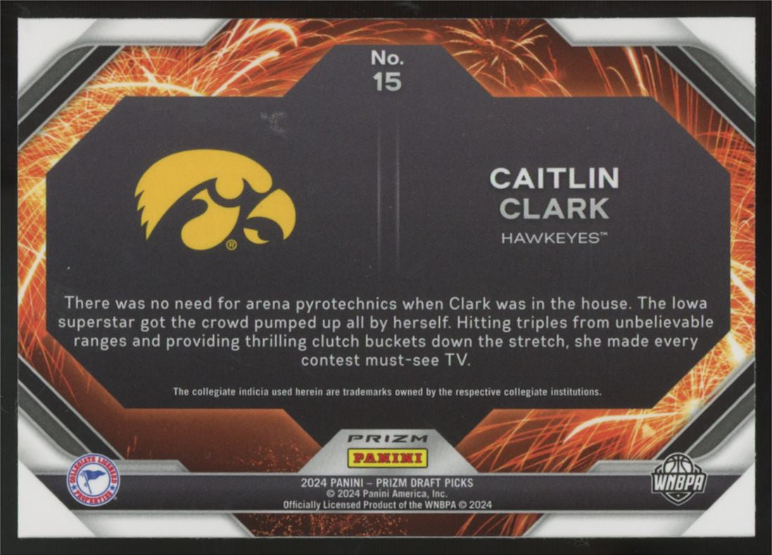 2024 Panini Prizm Draft Caitlin Clark Fireworks #15