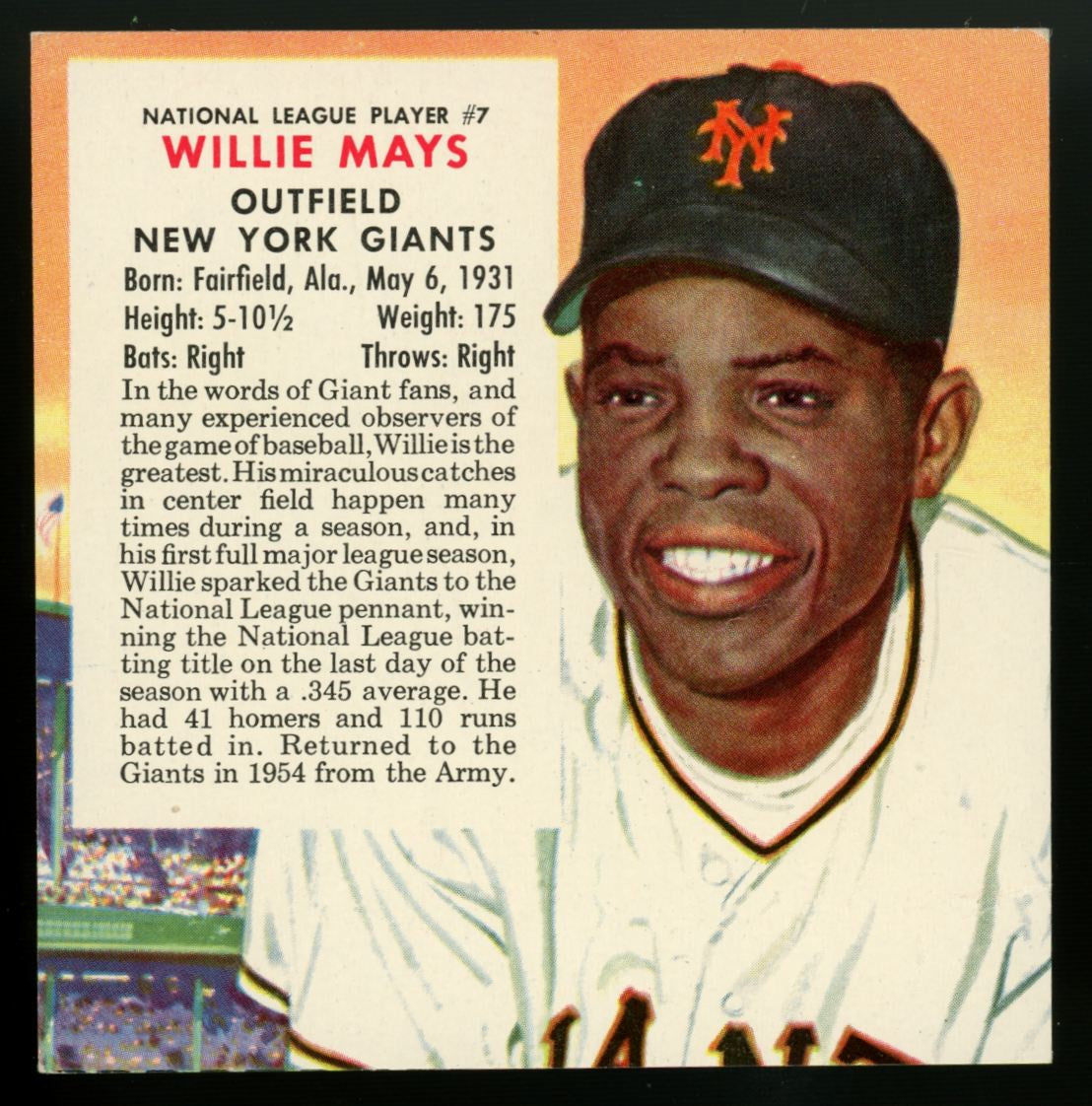 1955 Red Man Willie Mays #7 No Tab - Good (Crease)