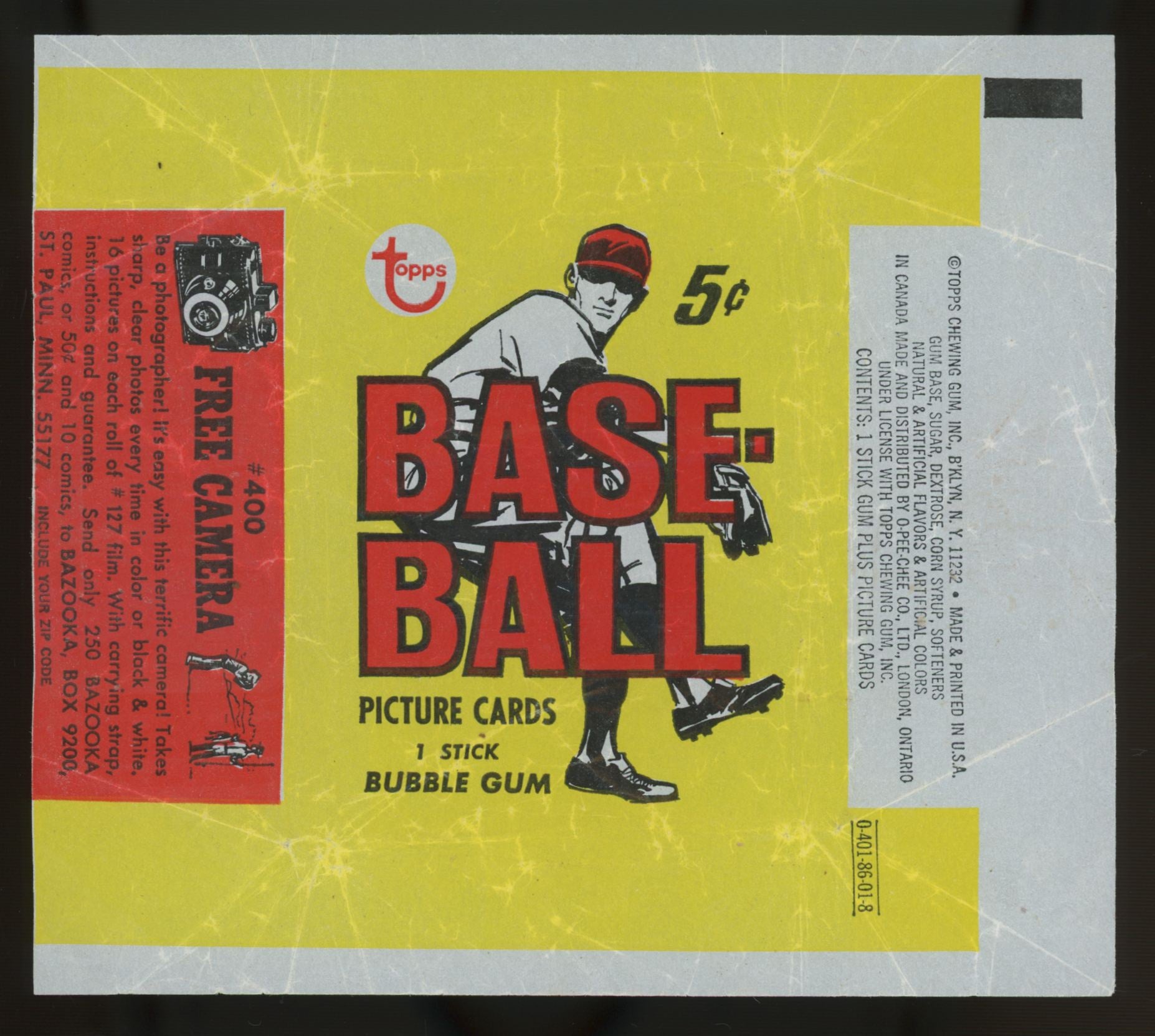 1968 Topps Baseball 5 Cent Wax Wrapper Only