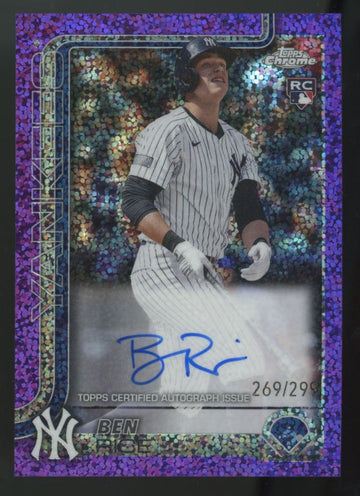2025 Topps Chrome Ben Rice RC Purple Speckle Auto /299 #RA-BR