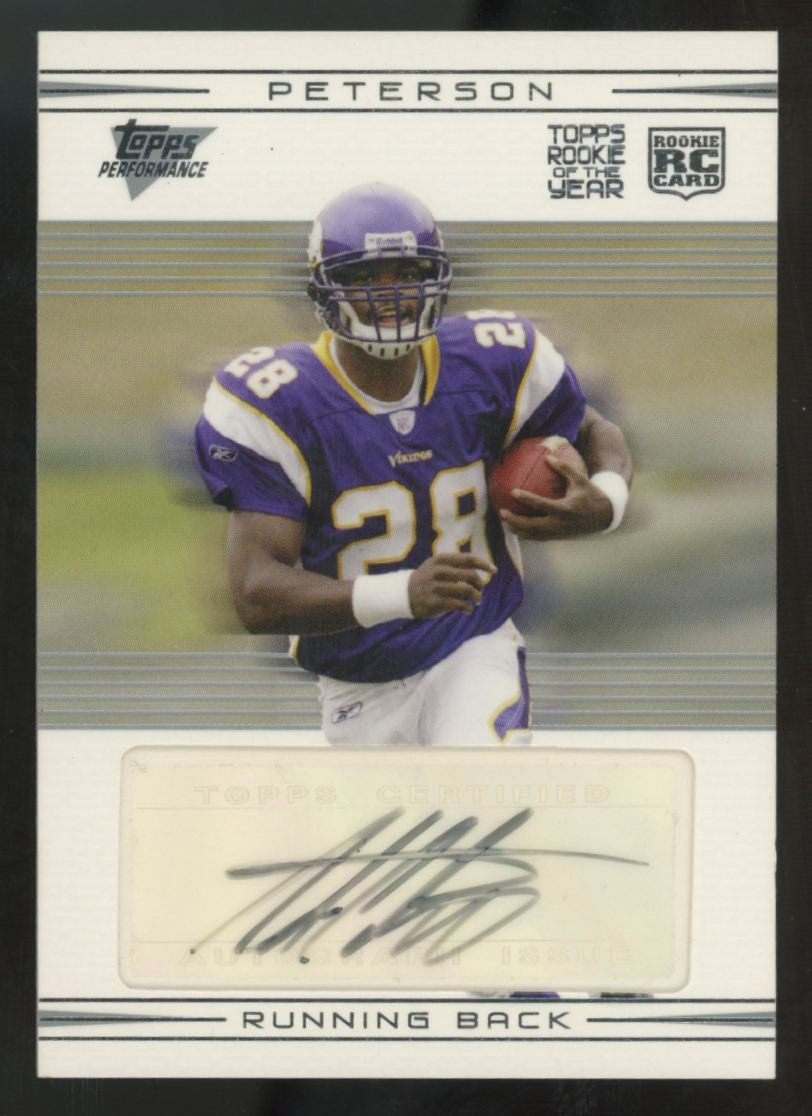 2007 Topps Performance Adrian Peterson RC Silver Auto /75 #109