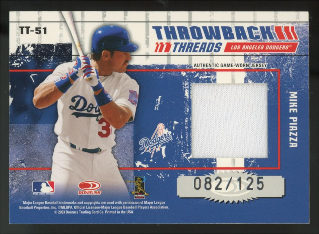 2003 Donruss Elite Mike Piazza Throwback Threads Dual Patch /125 #TT-51