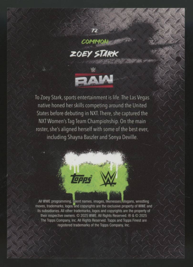2025 Topps Finest WWE Zoey Stark Common Black Refractor /50 #72