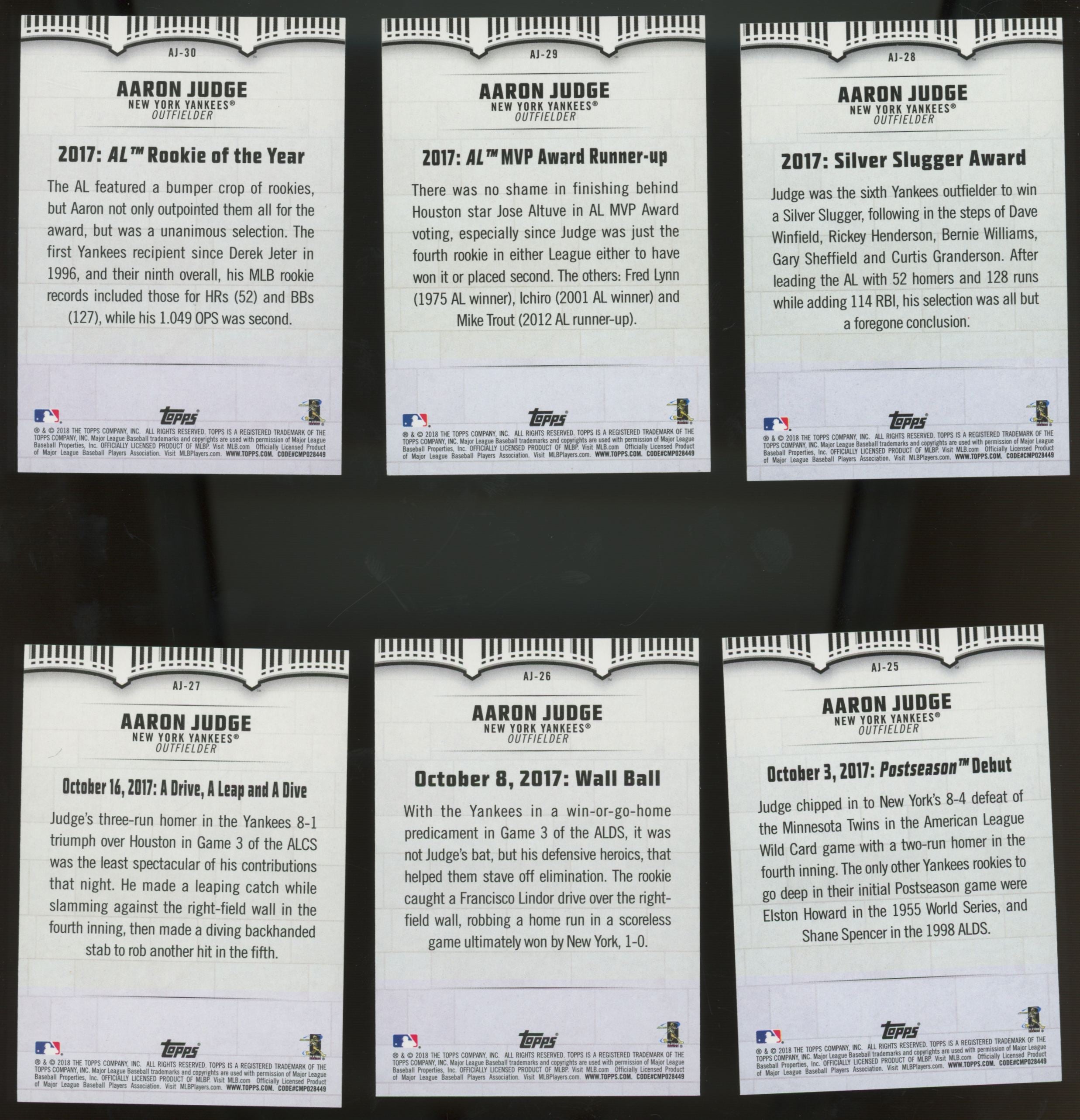 2019 Topps Aaron Judge Highlights Target Complete Set (30/30)