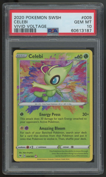 2020 Pokemon Celebi Vivid Voltage Amazing Rare #9 PSA 10