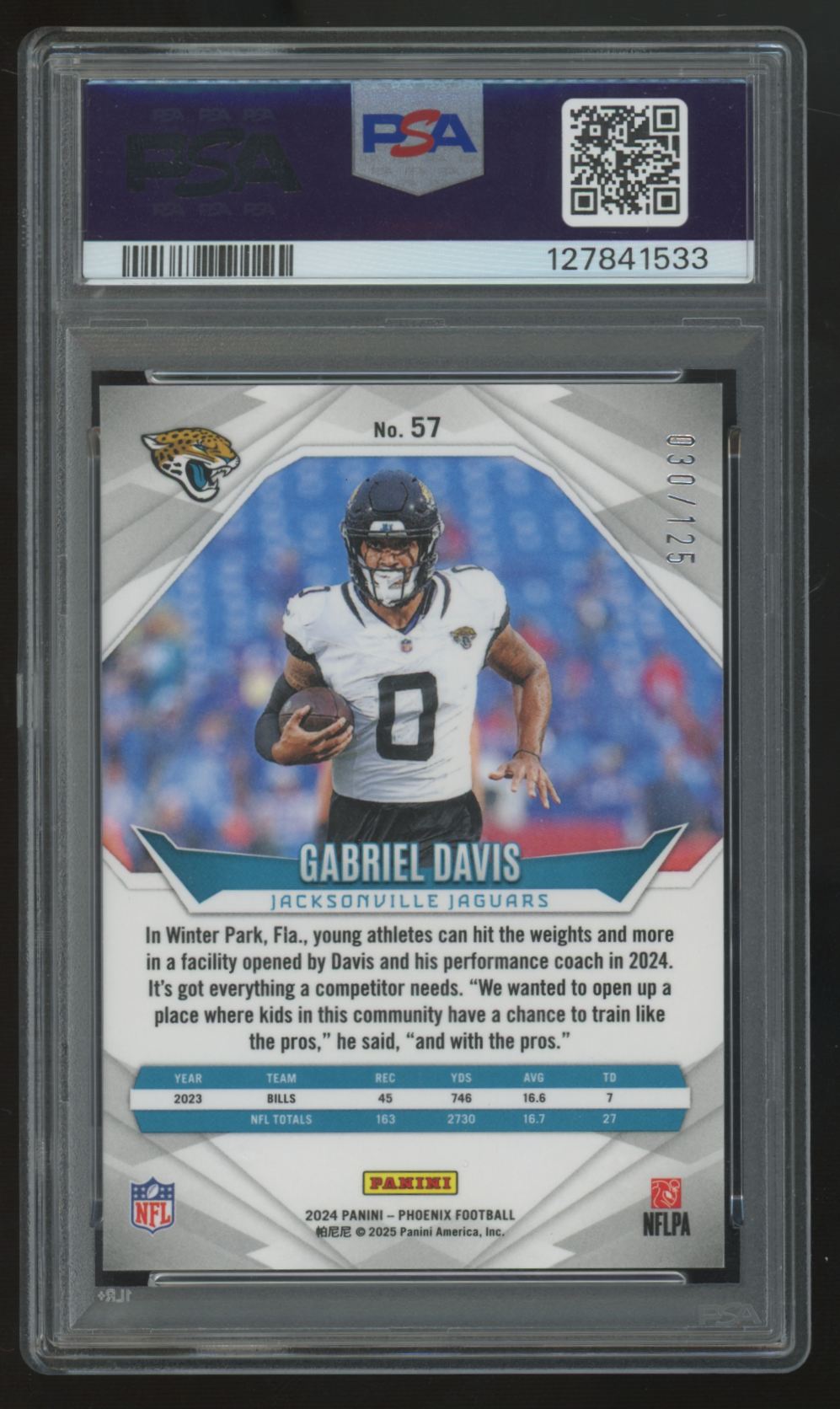 2024 Panini Phoenix Gabriel Davis Gold Fade /125 #57 PSA 9
