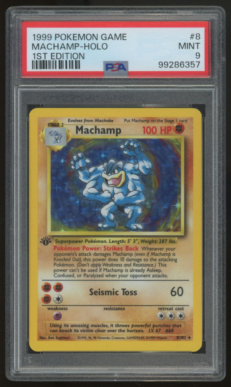1999 Pokemon Machamp 1st Edition Base Set Holo #8 PSA 9 (B)