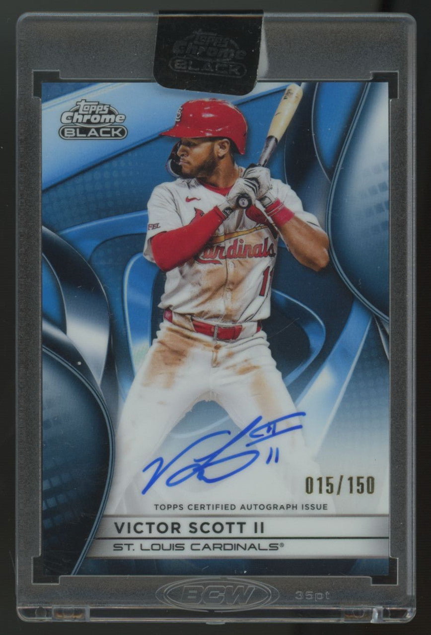 2025 Topps Chrome Black Victor Scott II Blue Refractor Auto /150 #CBA-VS