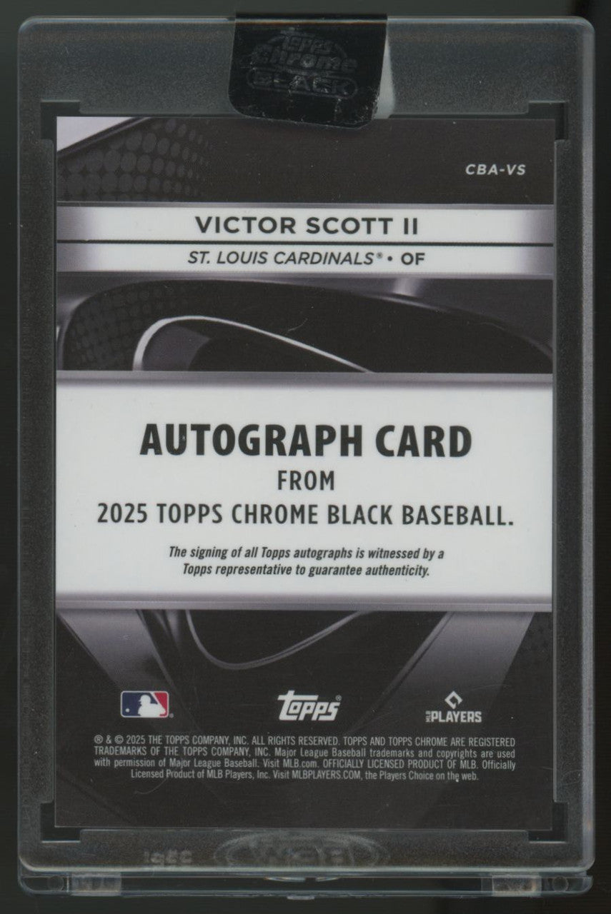 2025 Topps Chrome Black Victor Scott II Blue Refractor Auto /150 #CBA-VS