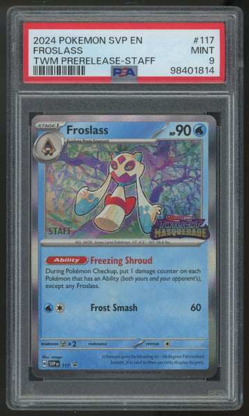 2024 Pokemon Froslass Twilight Masquerade Staff Promo  #117 PSA 9