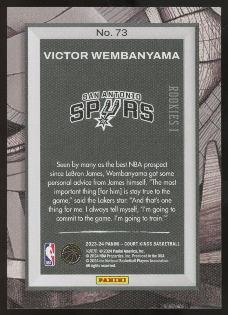 2023-24 Panini Court Kings Victor Wembanyama RC Rookies #73