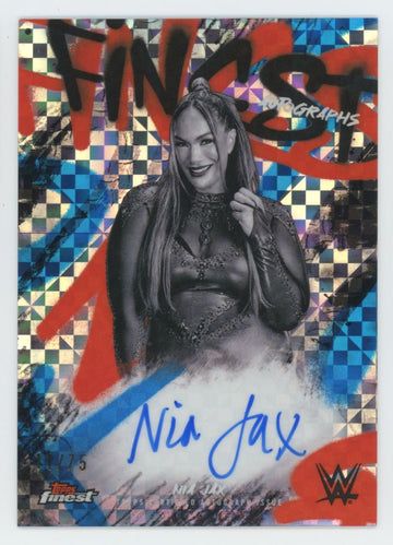 2025 Topps Finest WWE Nia Jax Blue Checkerboard Refractor Auto /75 #FA-JAX