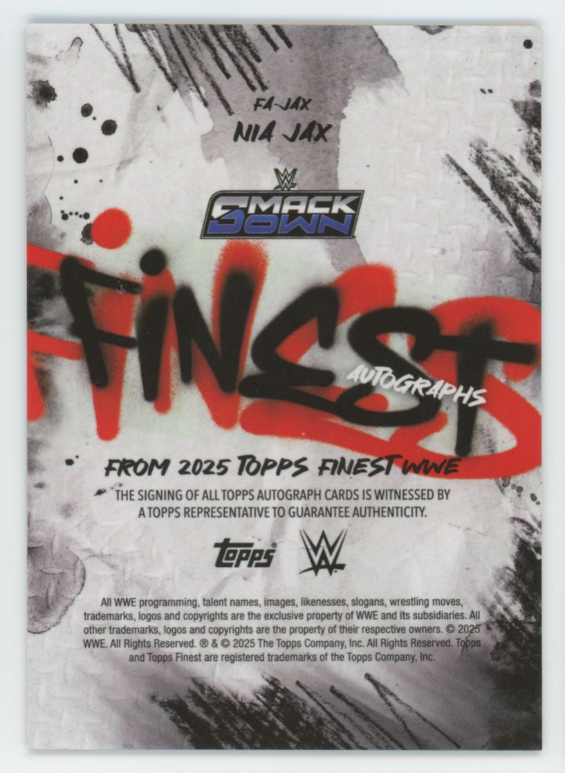2025 Topps Finest WWE Nia Jax Blue Checkerboard Refractor Auto /75 #FA-JAX
