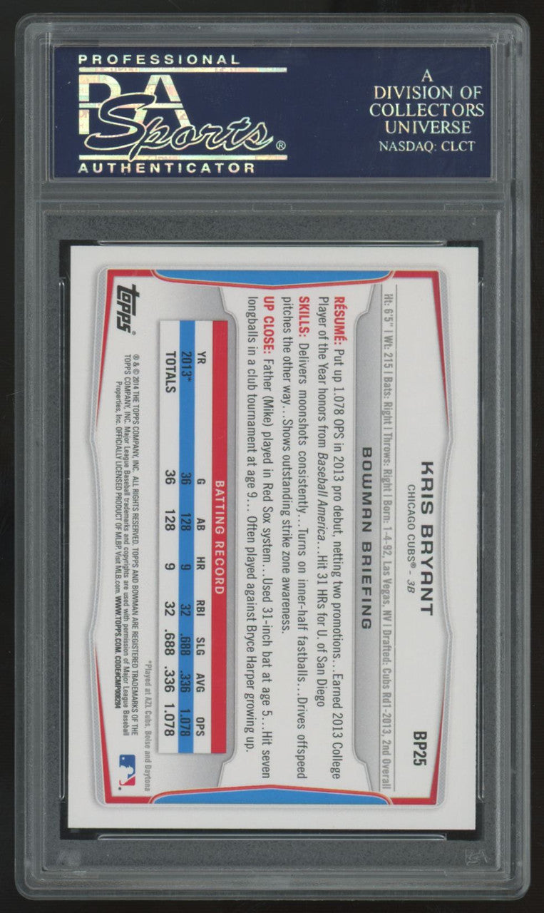 2014 Bowman Prospects Kris Bryant 1st #BP25 PSA 10