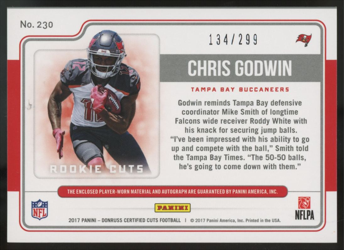 2017 Donruss Certified Cuts Chris Godwin RC Patch Auto RPA /299 #230