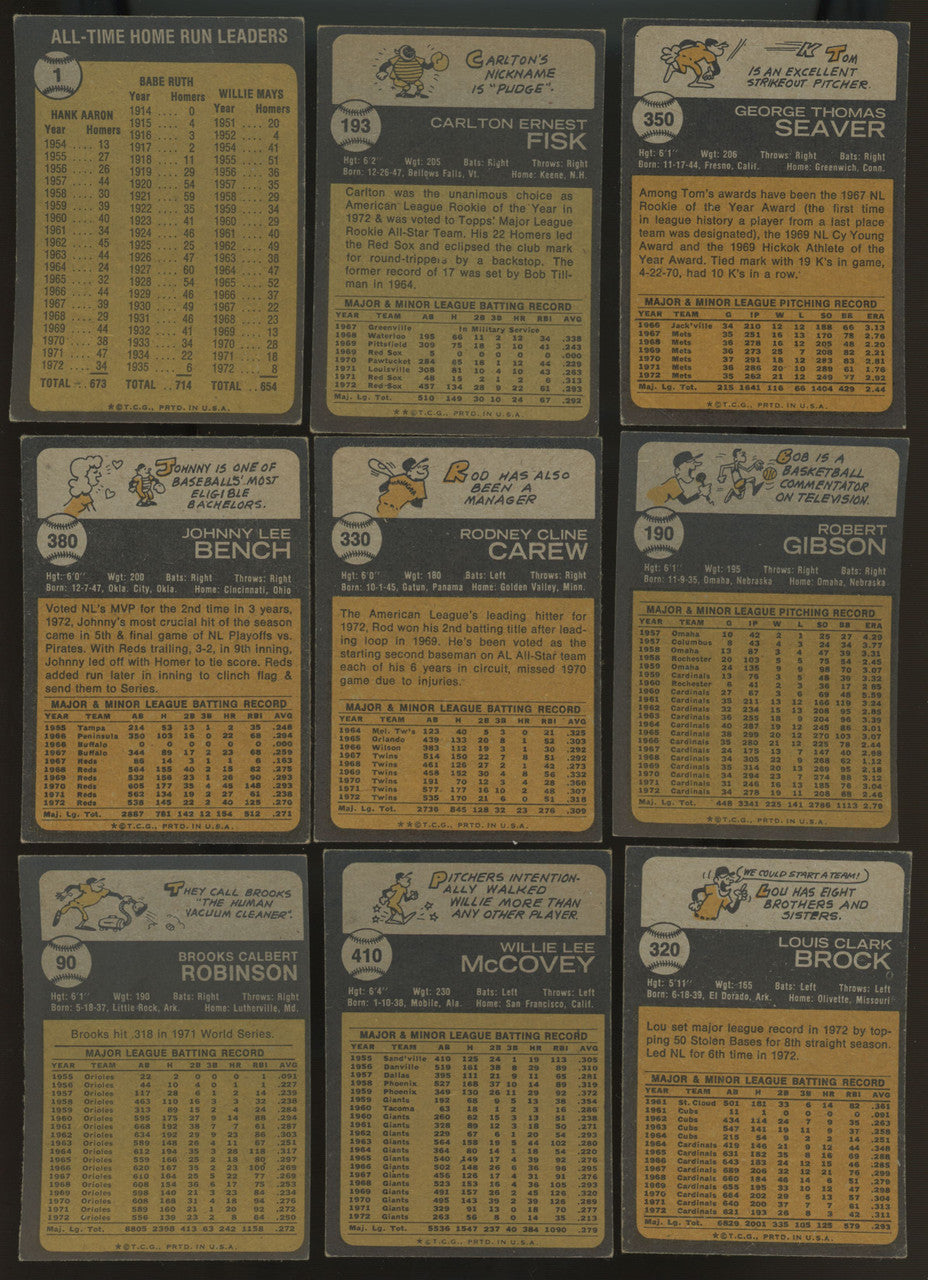 1973 Topps Baseball Complete Set (660) Overall EX-MT