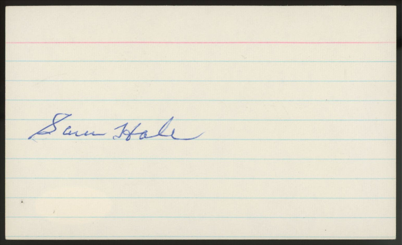 Samuel Hale Signed Autographed Index Card JSA