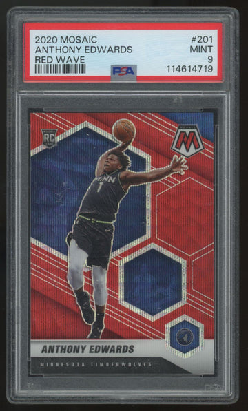 2020-21 Panini Mosaic Anthony Edwards RC Red Wave #201 PSA 9