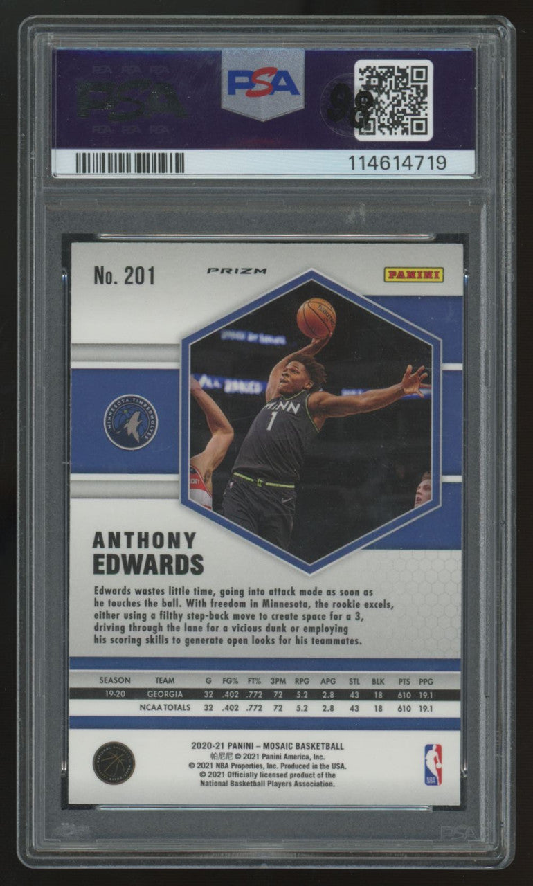 2020-21 Panini Mosaic Anthony Edwards RC Red Wave #201 PSA 9