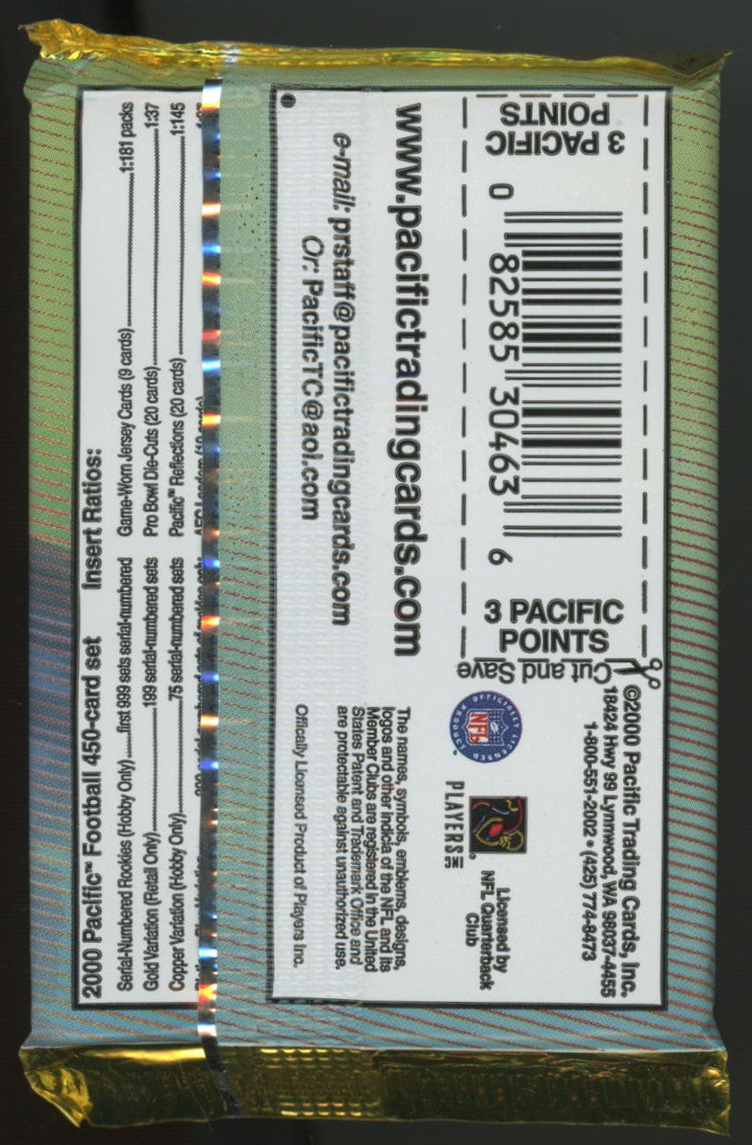 2000 Pacific Football Pack Factory Sealed Brady Rookie Year