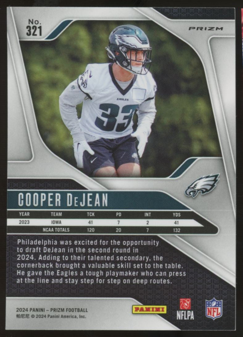 2024 Prizm Cooper DeJean RC Green Prizm #321