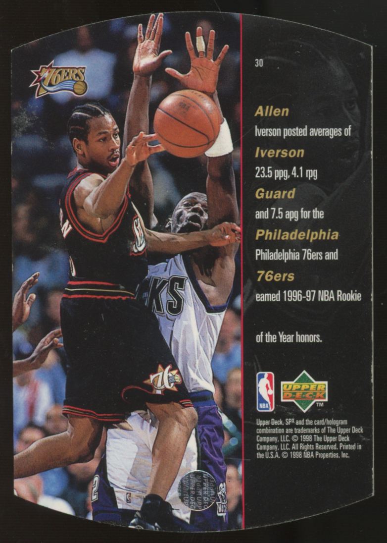 1997-98 Upper Deck SPx Allen Iverson Gold Die-Cut #30